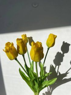 Силіконовий декоративний тюльпан, букет з 5 штук Жовтий T0002 фото