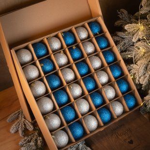 Набір новорічних блискучих куль &laquo;Синій та срібло&raquo;, 36 шт. 5687678 фото