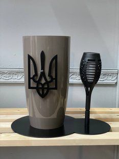 Меморіальна композиція 2-в-1: ваза + лампадка (сонячна) Шоколад  GF2 фото
