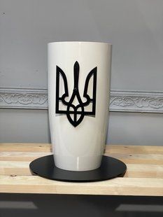 Меморіальна ваза з тризубом 30 см на металевій основі &mdash; для кладовища та Алеї Героїв, стійка ваза для квітів GB1 фото
